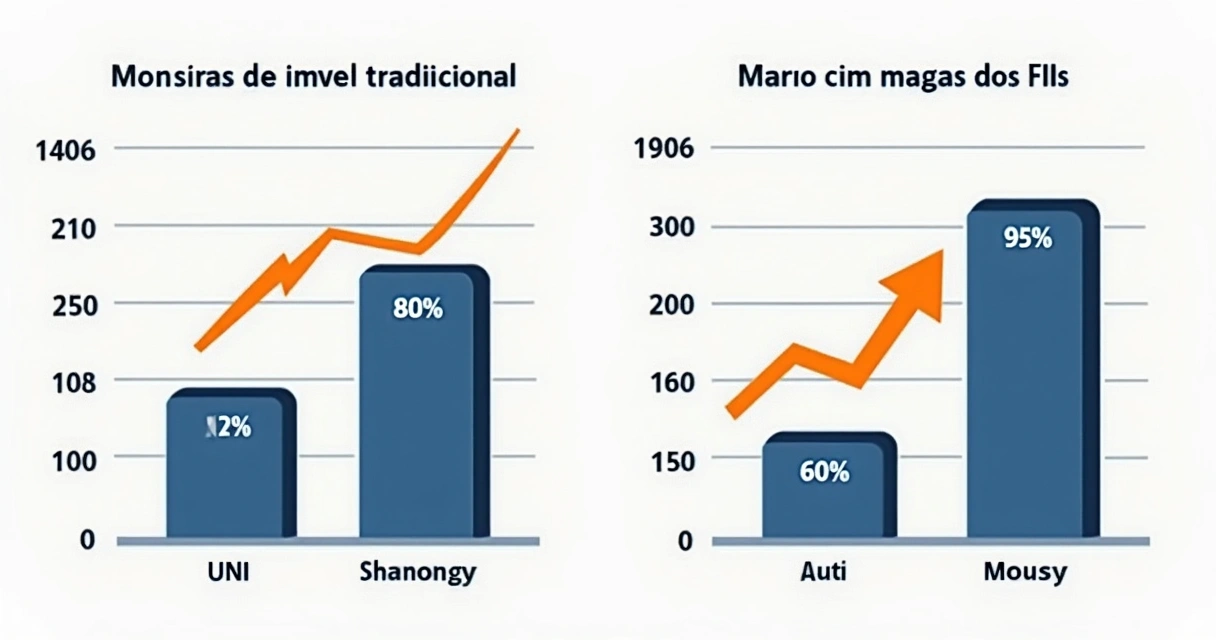 Dois gráficos comparando renda do aluguel e dos FIIs