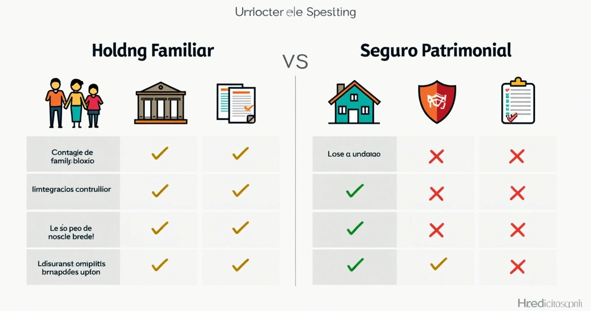 Tabela visual com diferenças de holding e seguro patrimonial 