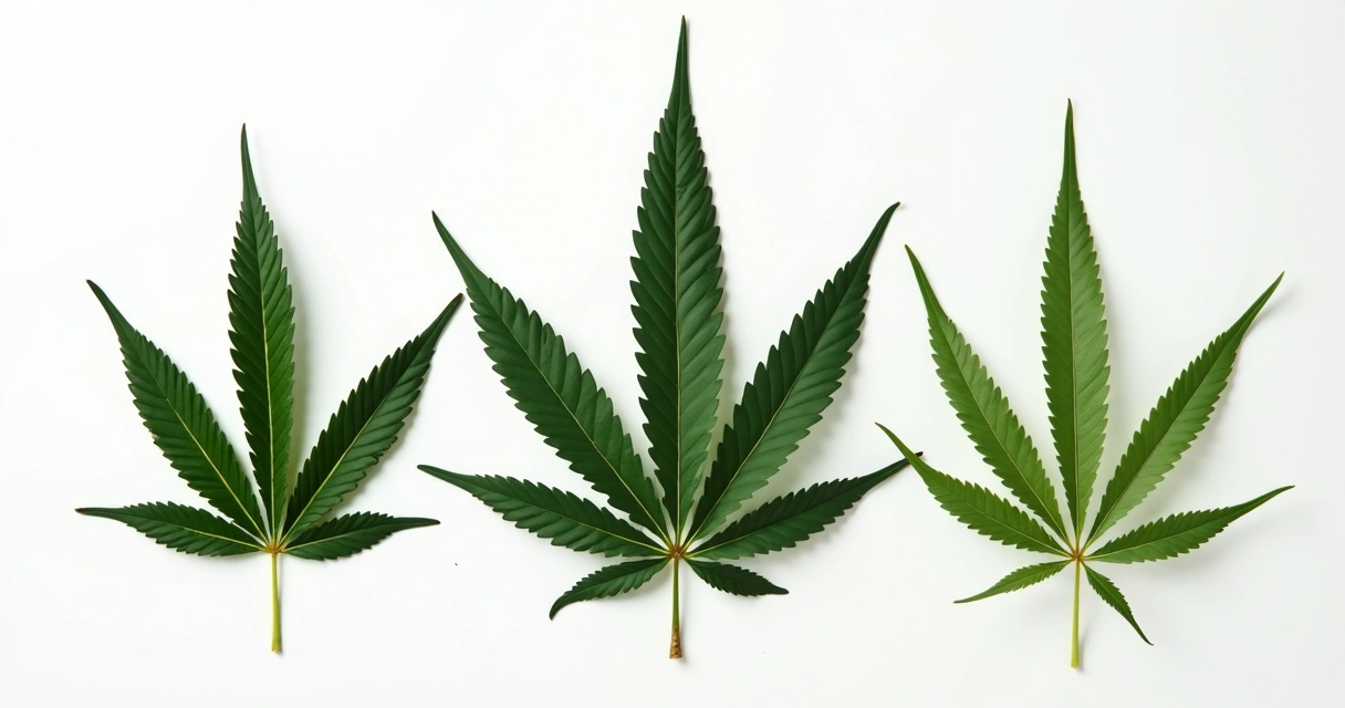 Comparação entre folha de Indica, Sativa e híbrida 