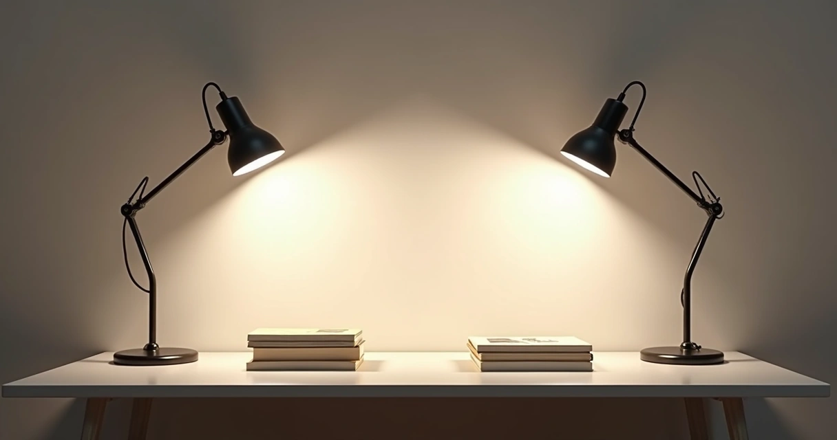 Duas lâmpadas iguais em formato, mas de intensidades diferentes de luz, uma bem forte e outra fraca lado a lado 