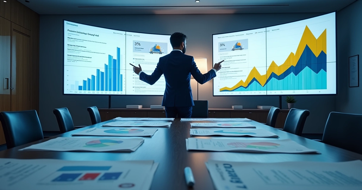 Mesa com painel comparando campanhas de Linkedin Ads e Google Ads 