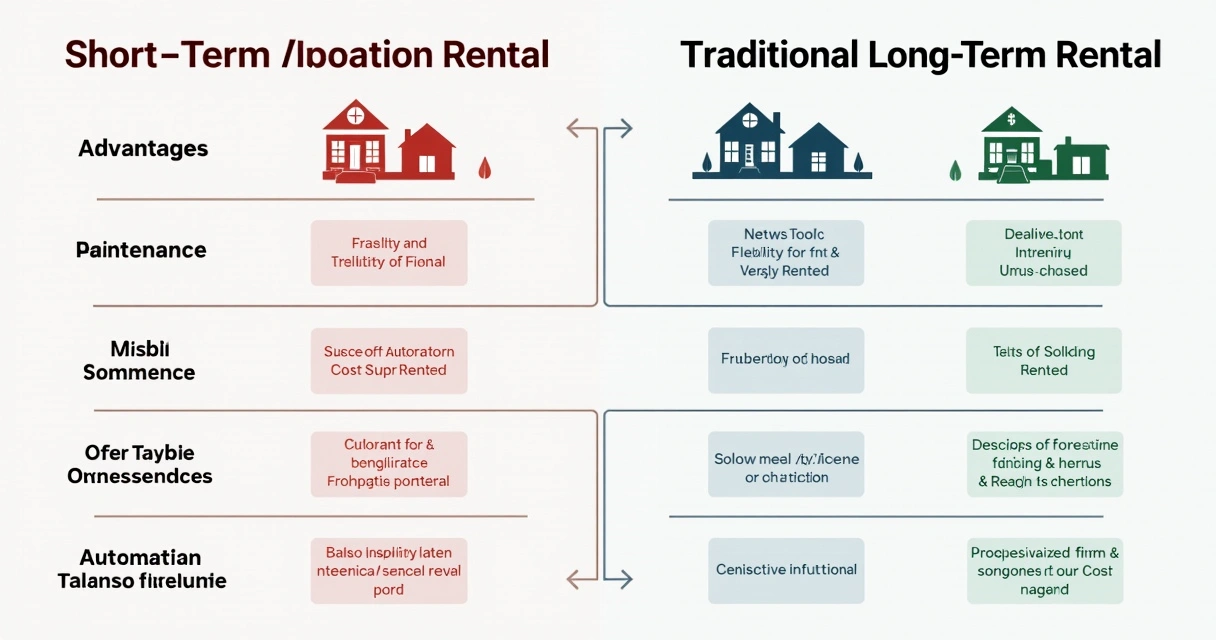 Quadro comparando vantagens do aluguel temporário e tradicional para investidores 