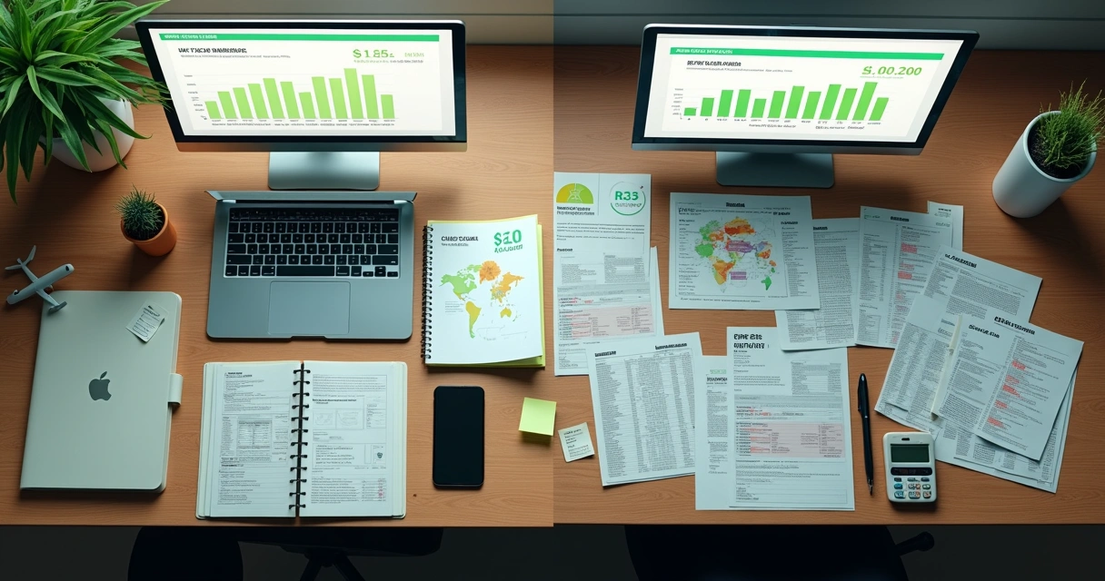 Comparação visual entre empresa enxuta lucrativa e empresa grande pouco lucrativa 