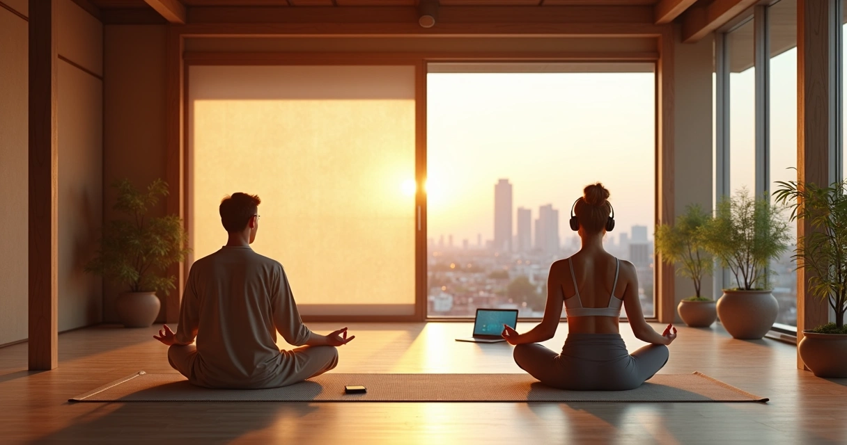 Comparação visual entre meditação tradicional e mindfulness moderno 