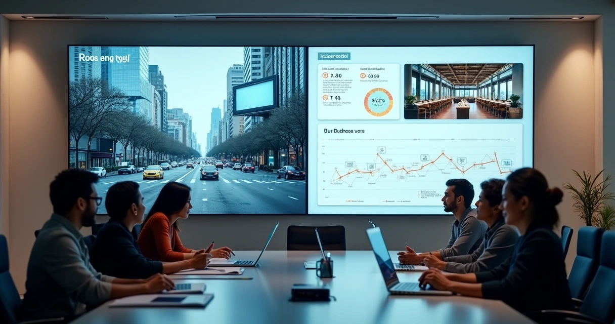 Comparação de métricas entre ooh de rua e mídia indoor em gráficos lado a lado 