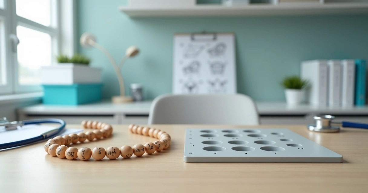 Comparação lado a lado entre orquidômetro de Prader e de Rochester sobre mesa de consultório 