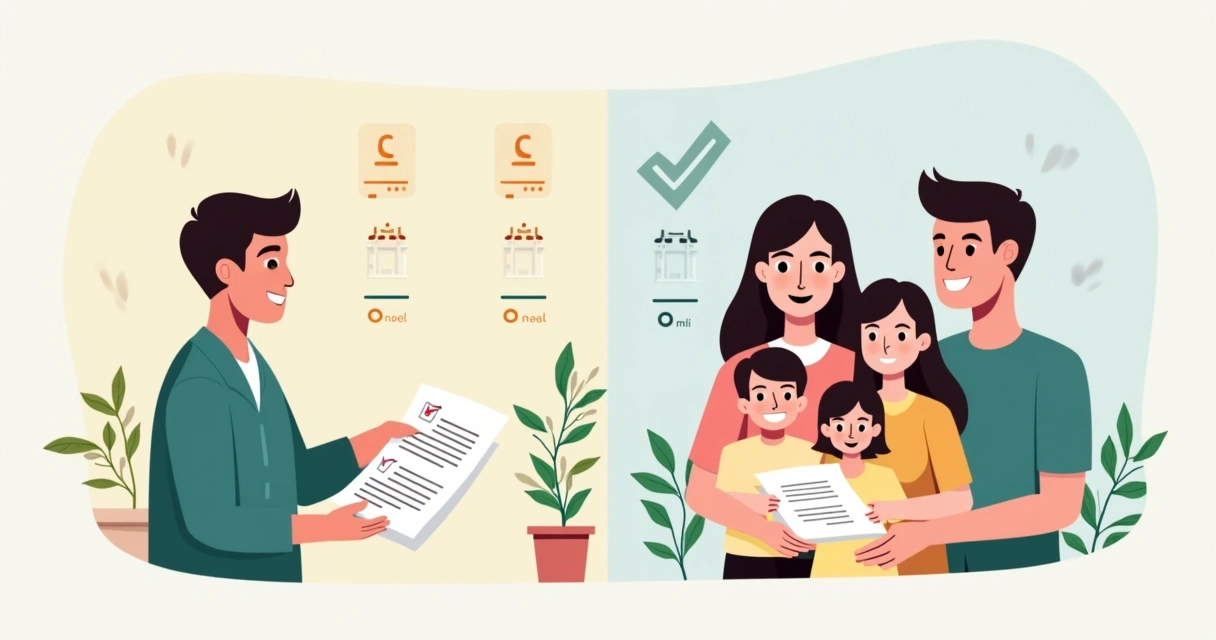 Comparação visual entre plano funeral individual e familiar com destaque nas diferenças 