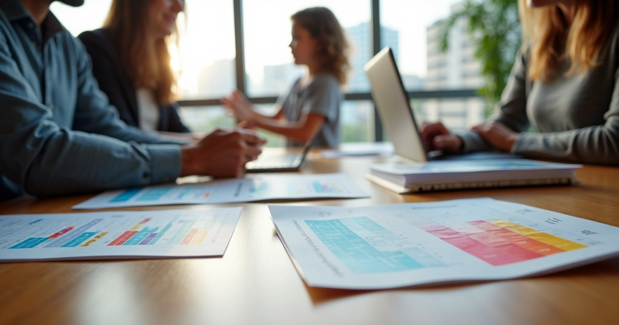 Comparação de planos de saúde em São Paulo com tabelas e mapas em uma mesa 