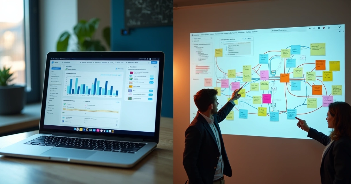 Comparação visual de plataforma pronta e solução sob medida 