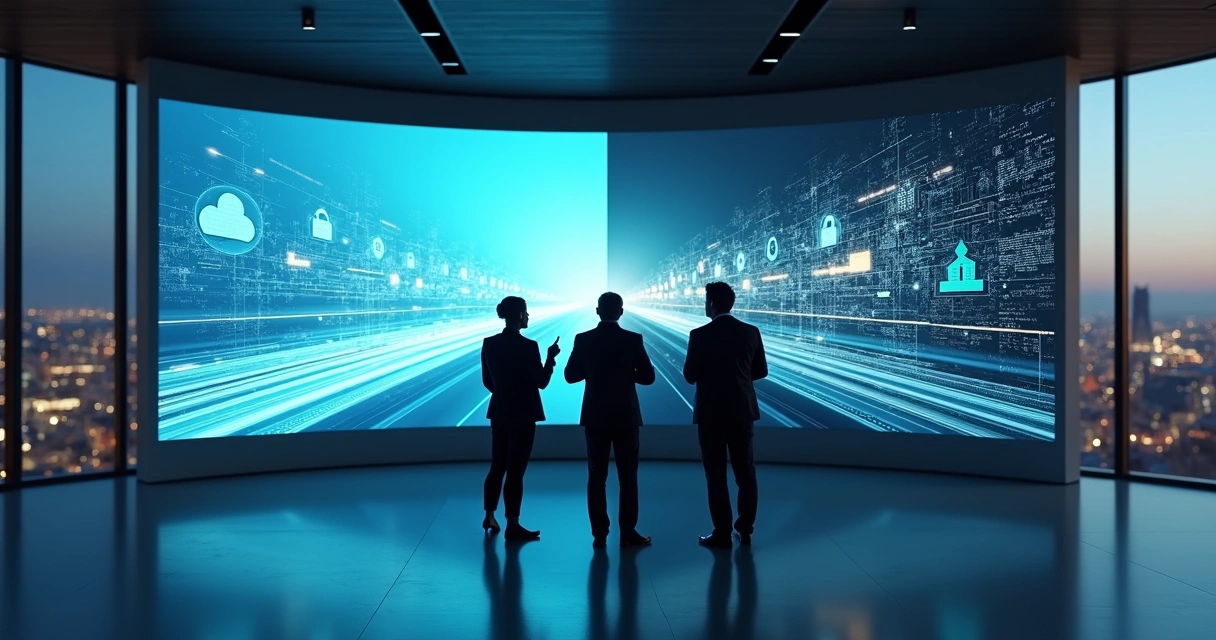 Painel comparando duas plataformas EAD em formato de estrada dupla digital 