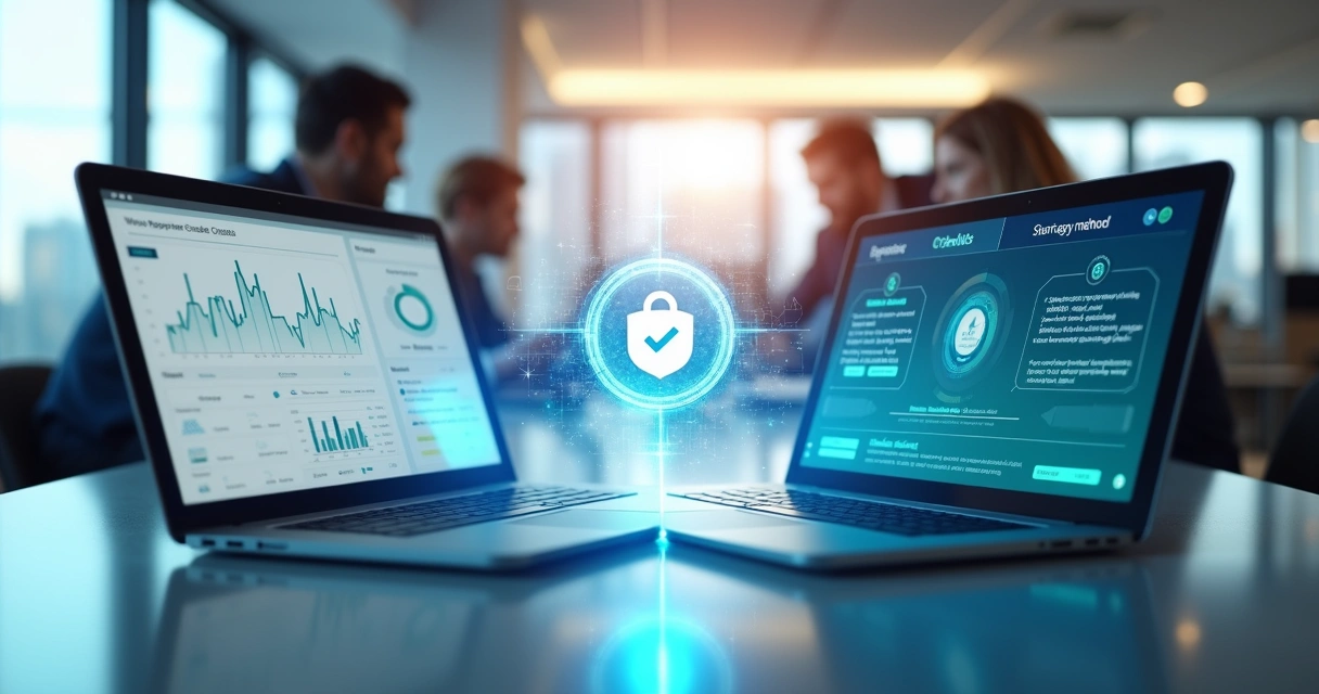 Ilustração comparativa de duas plataformas de pagamento online em um painel digital 