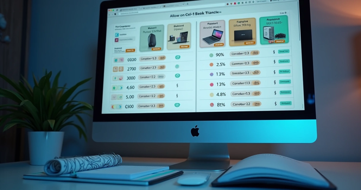 Tela de comparação de preços em marketplace com gráficos e listas de ofertas lado a lado