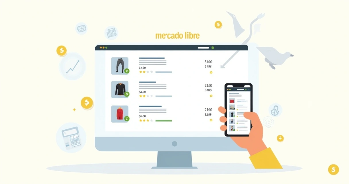 Painel com comparação de preços de produtos em sites diferentes 