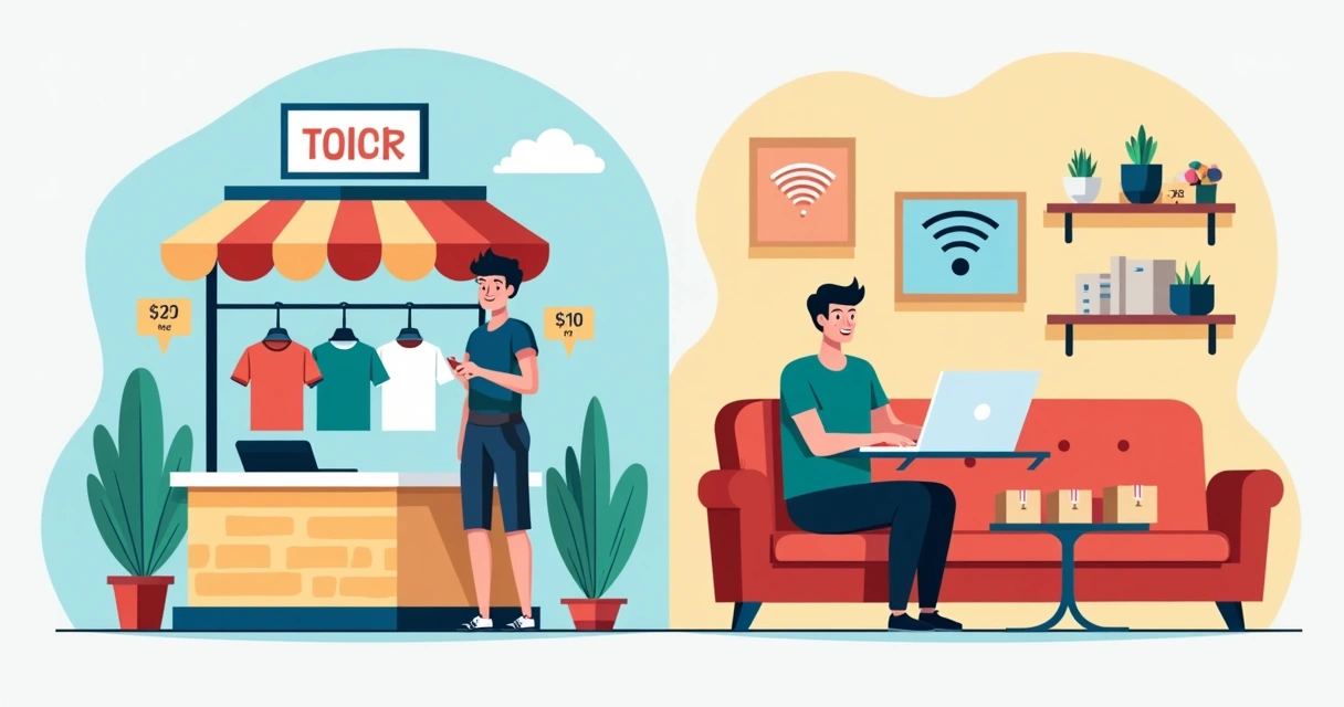 Comparação de preços entre estamparia shopping e online 