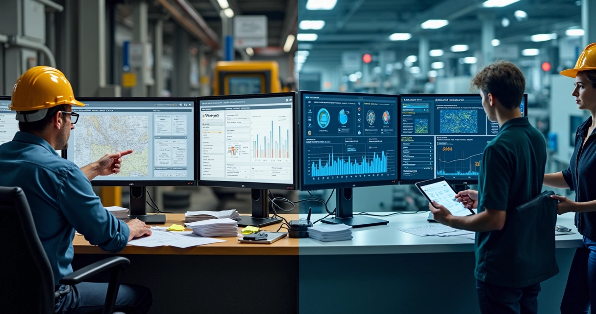 Comparação visual entre Prelix e plataformas tradicionais de análise de manutenção 
