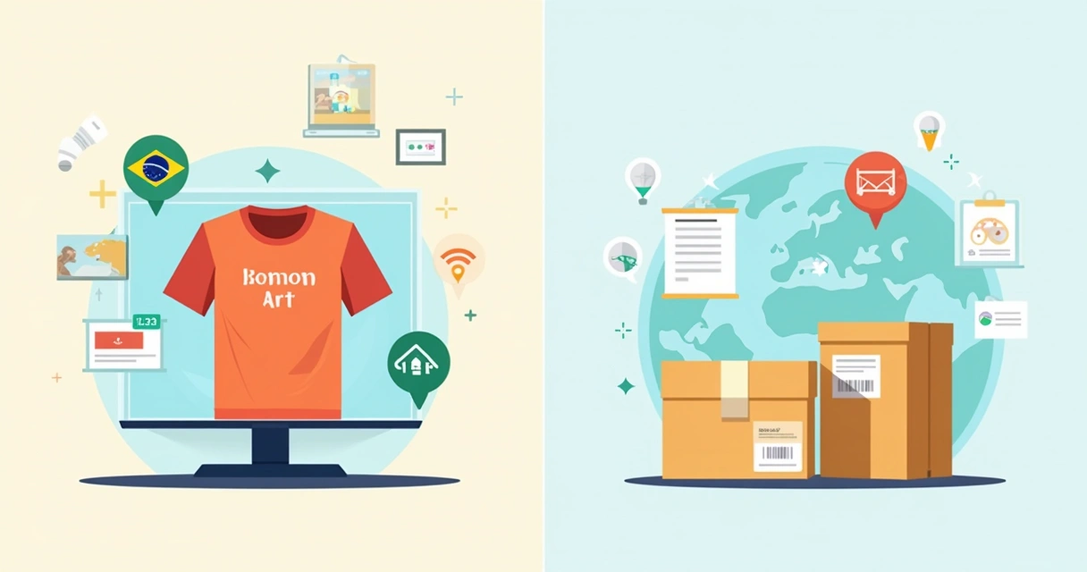 Quadro comparando print on demand e dropshipping com itens visuais e legendas