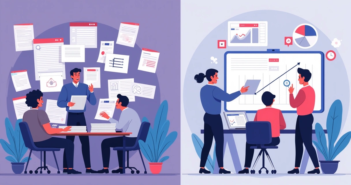 Ilustração comparando processos de leads em e-mail, formulário e PRM 