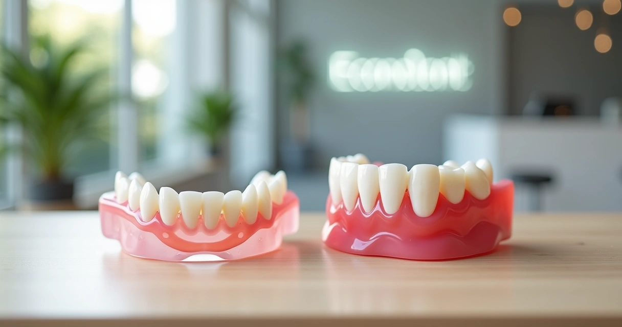 Comparação de prótese flexível e acrílica em bancada de consultório odontológico 