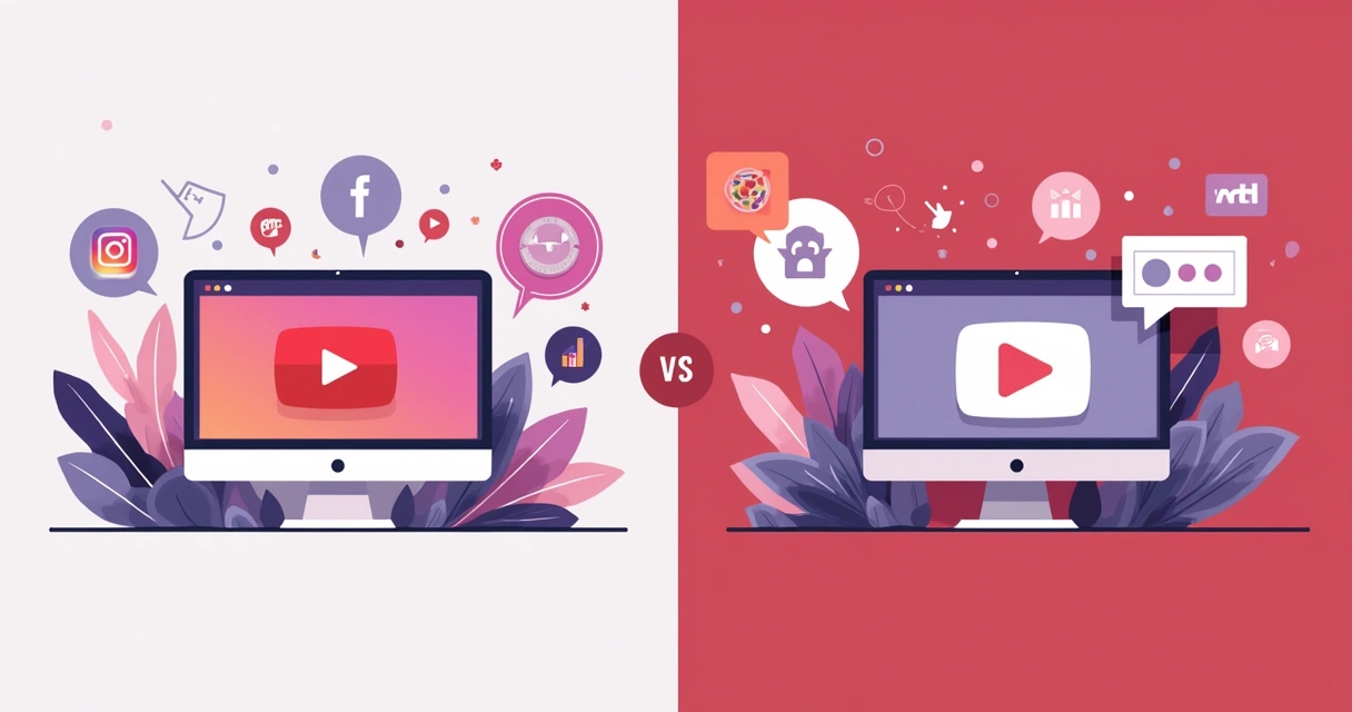 Comparação gráfica entre Reels e Shorts do YouTube, com ícones das plataformas e elementos de vídeos curtos