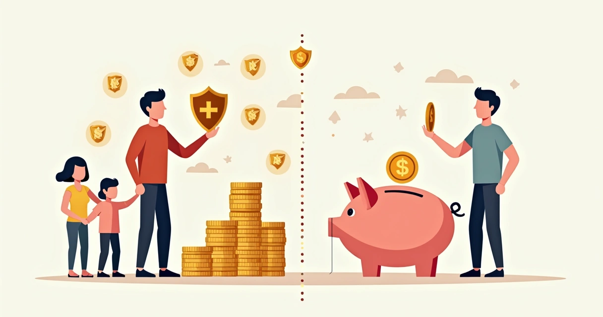 Ilustração mostrando comparação entre seguro tradicional e seguro resgatável. 