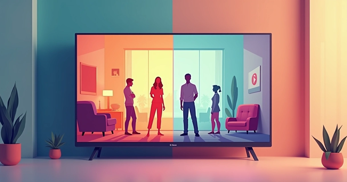Painel dividindo versão clássica e remake de uma mesma série de TV 