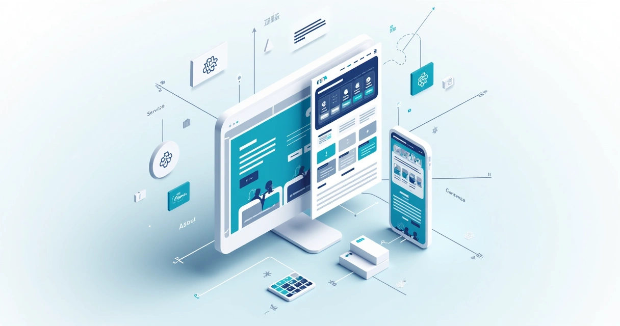 Comparação visual entre site institucional e página one-page