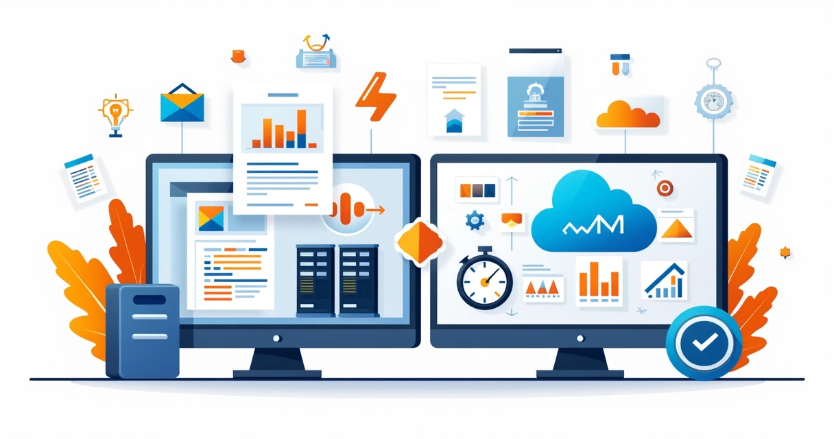 Gráfico comparando recursos de software local e software em nuvem 