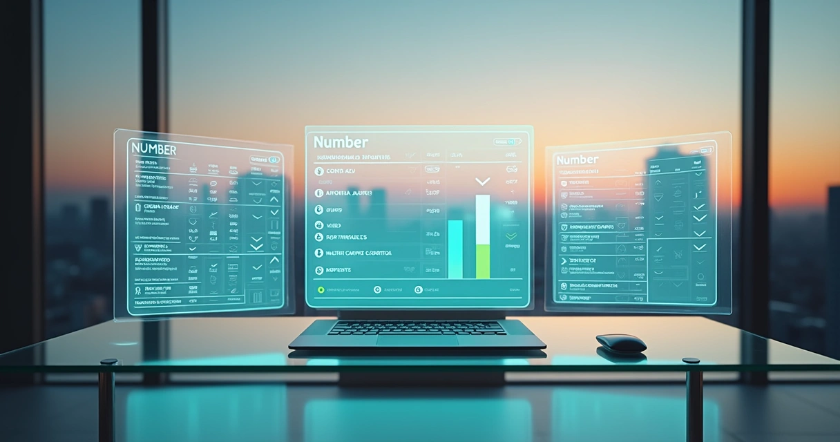 Tabela comparando softwares de gestão financeira em grandes telas holográficas 
