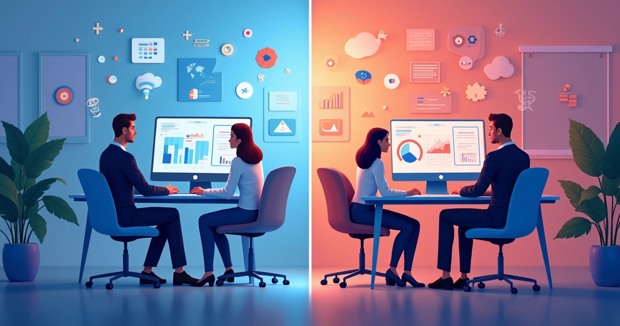 Comparação visual entre consultoria e plataforma de IA para PMEs