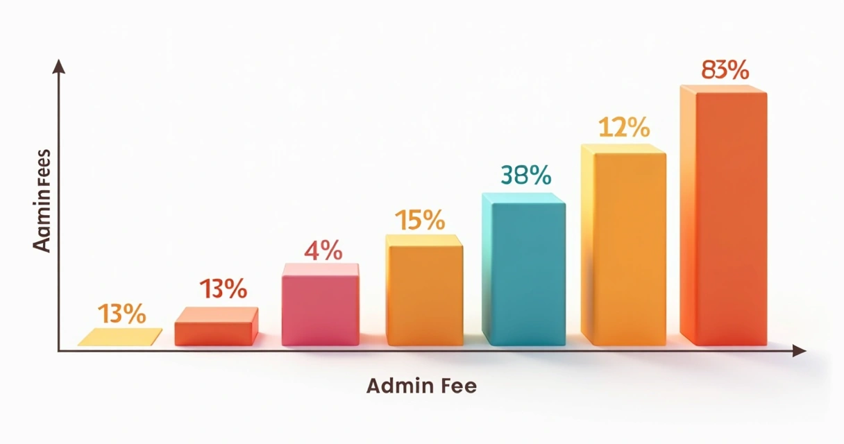 Gráfico de barras mostrando diferentes taxas de administração de FIIs lado a lado 