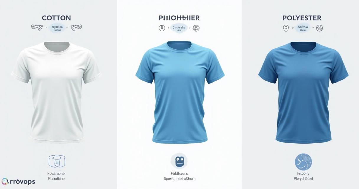 Comparação visual entre tecidos para camisetas 