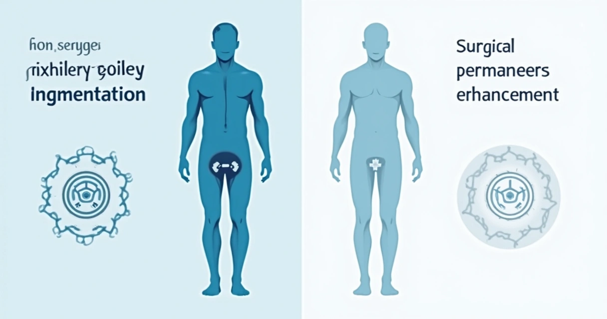 Comparação visual entre técnicas cirúrgicas e não cirúrgicas de harmonização peniana 