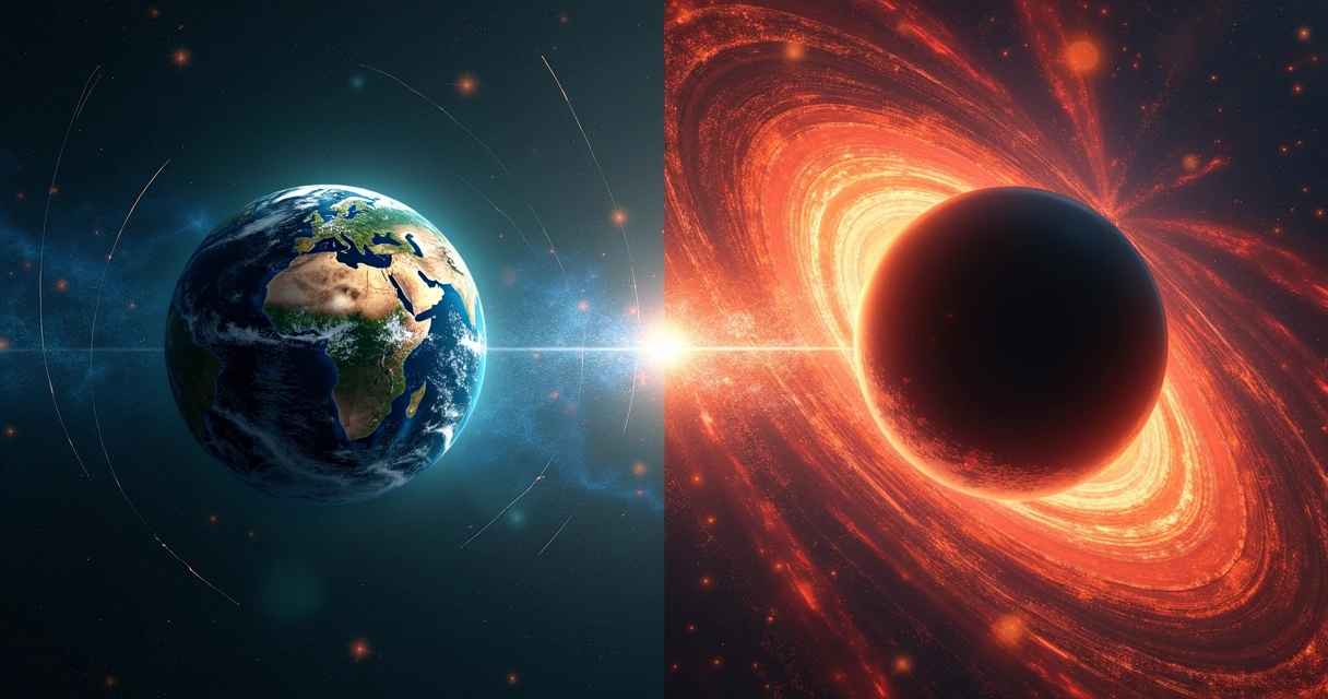 Diferença entre campo magnético da Terra e buraco negro