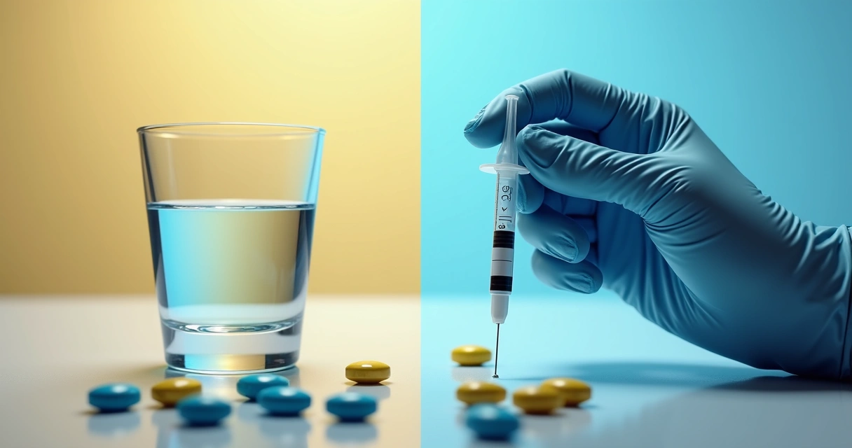 Quadro comparativo entre comprimidos e injeções para disfunção 