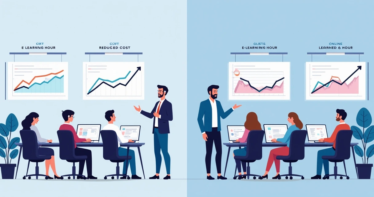 Comparação de treinamento tradicional e online lado a lado 