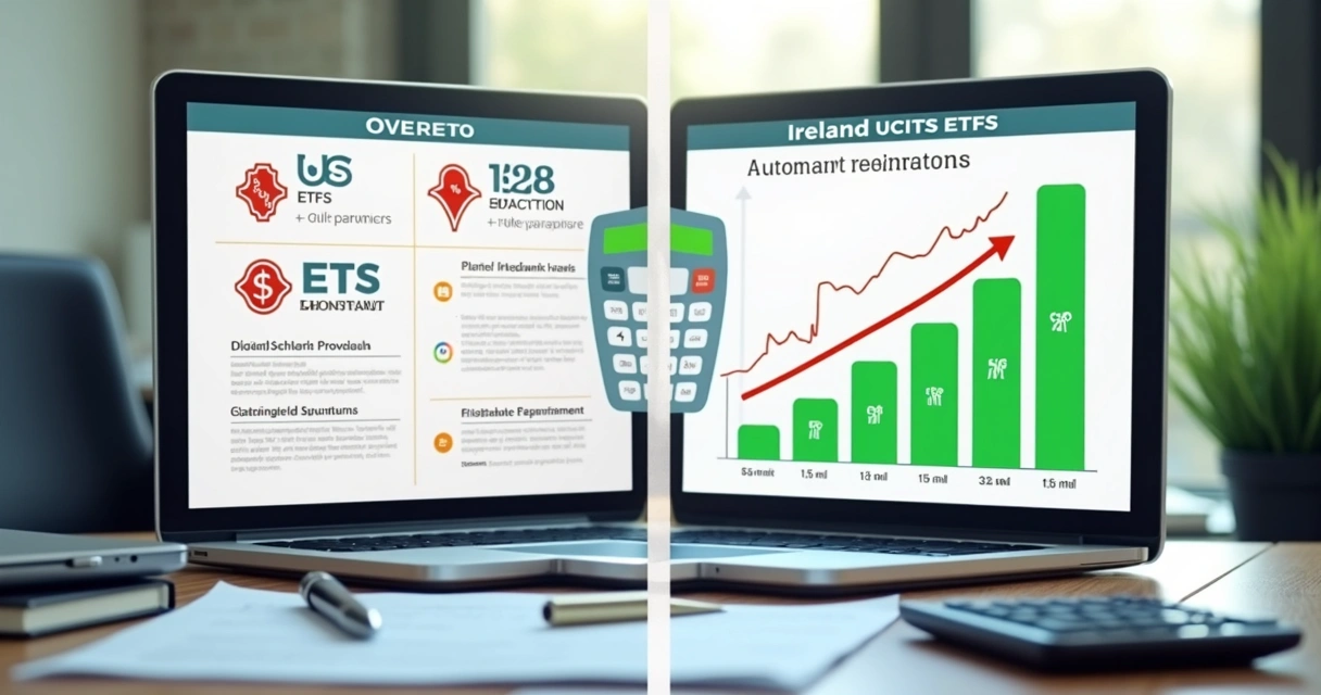 Comparação visual entre tributação de ETFs americanos e europeus 
