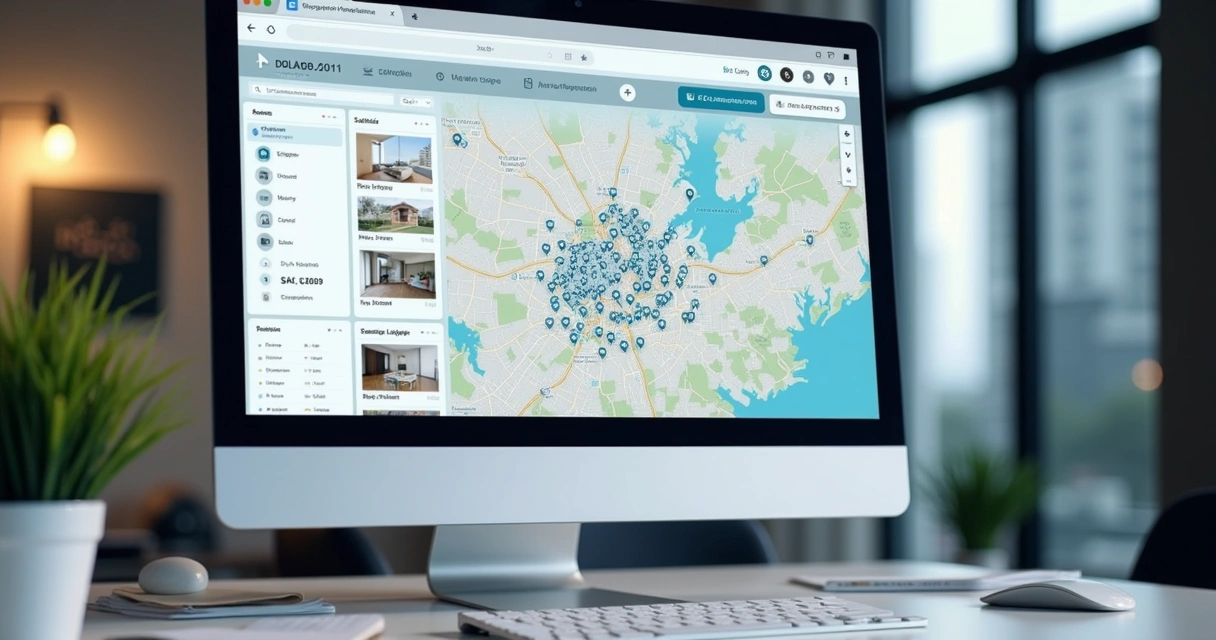 Tela com mapa e comparação de preços de imóveis por região