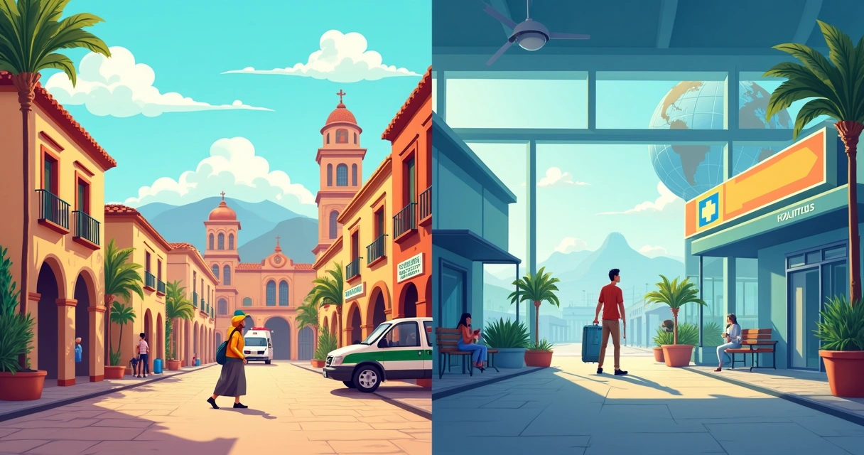 Comparación visual entre seguro de viaje nacional e internacional 