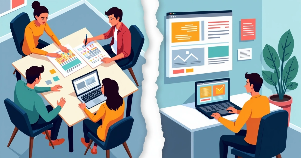 Comparativo visual entre agência digital personalizada e plataforma pronta 
