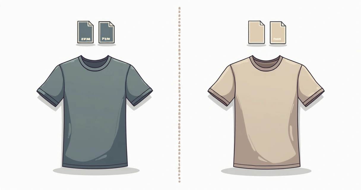 Comparativo de estampa de camiseta alta resolução e baixa resolução, fundo branco.