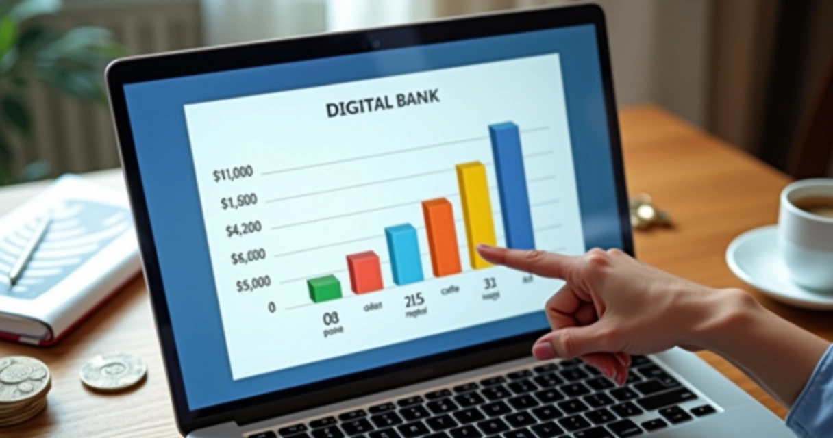 Comparativo de rendimento entre bancos digitais em gráfico 