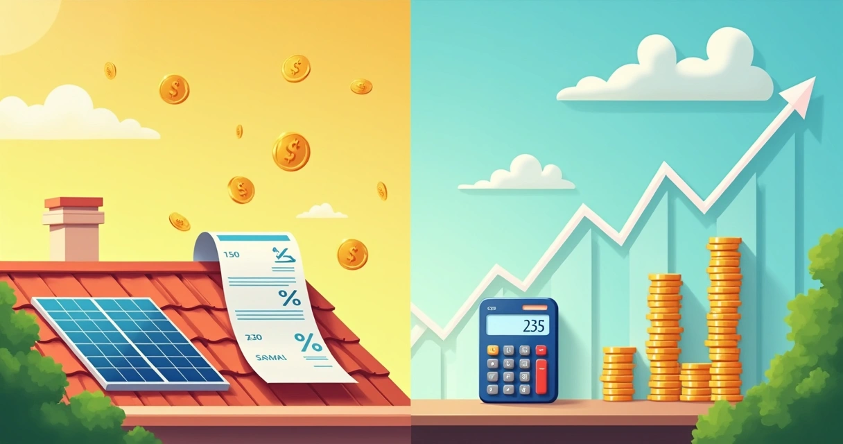 Gráfico comparando o crescimento do investimento em energia solar e CDB ao longo de 10 anos 