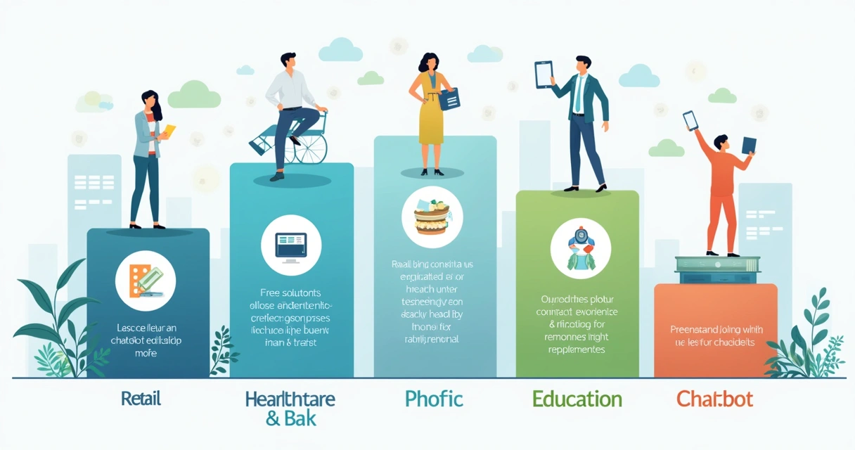Gráfico comparando recursos de chatbots em diferentes setores 