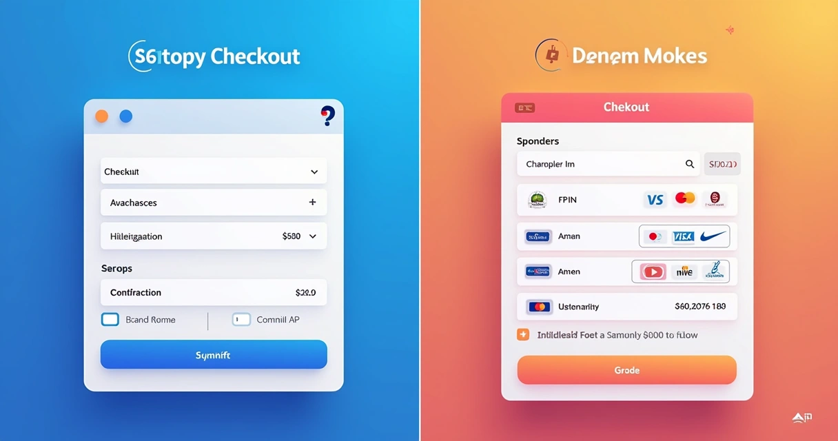 Comparação visual entre checkout pronto e personalizado na Shopify