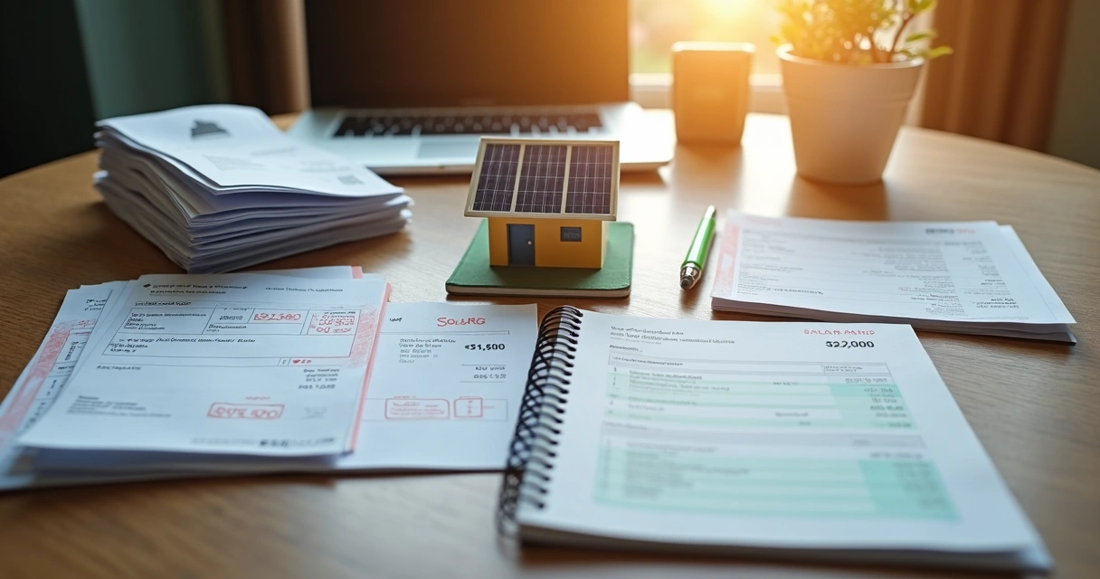 Comparação de duas contas de energia em mesa com mini usina solar 