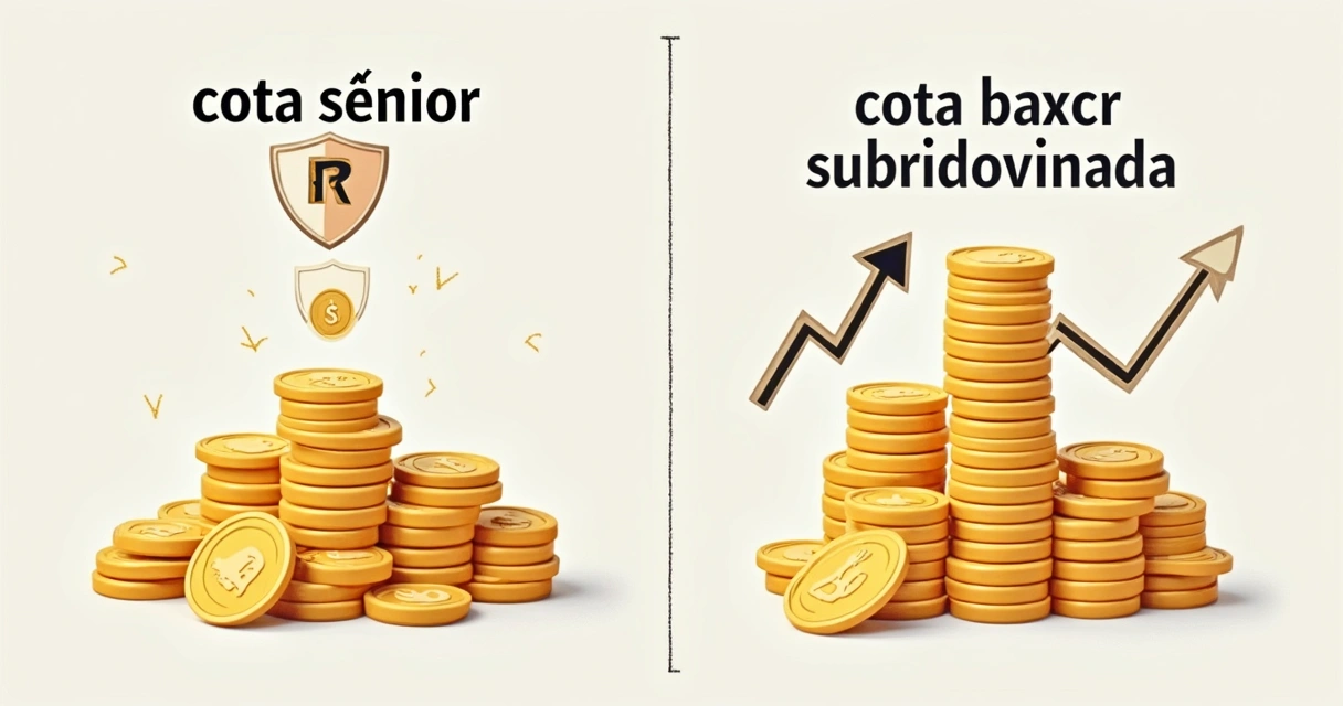 Comparação visual de riscos e retornos das cotas sênior e subordinada. 