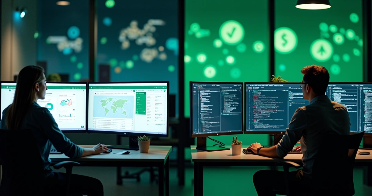 Ilustração comparativa entre um painel de CRM integrado e fluxos de automação via API dedicada do WhatsApp 