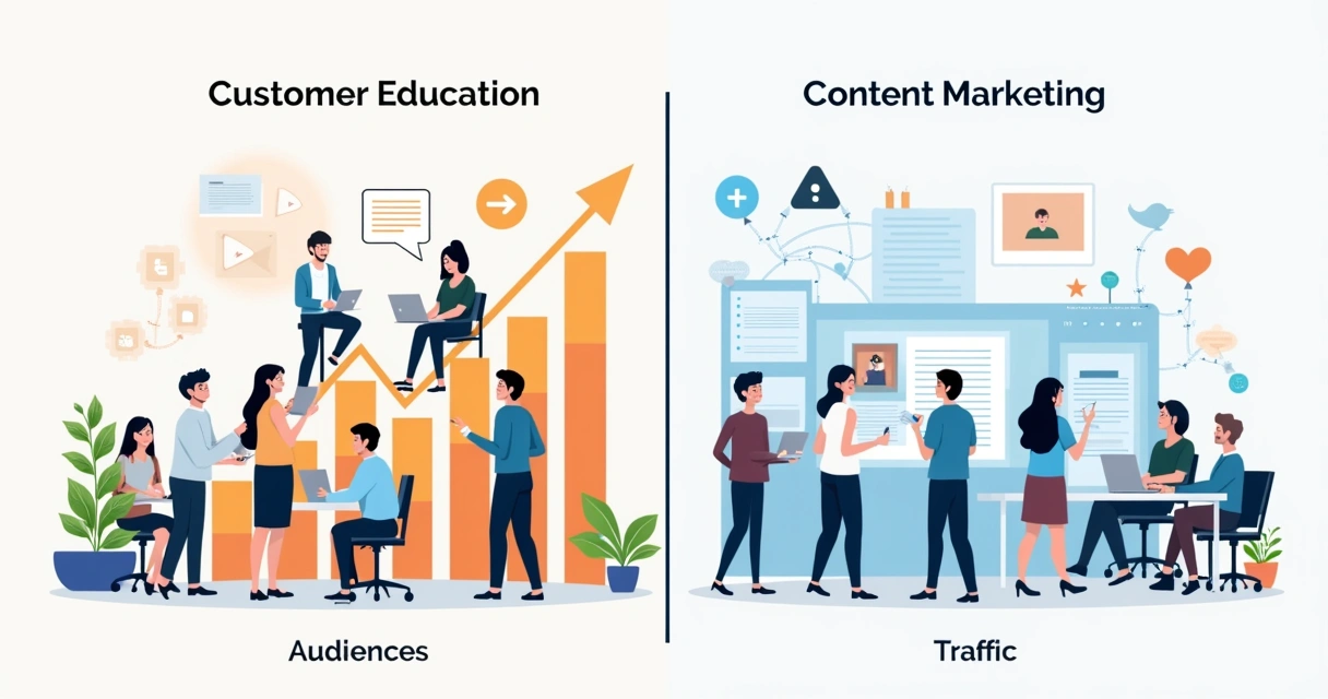 Tabela comparando Customer Education e Marketing de Conteúdo 