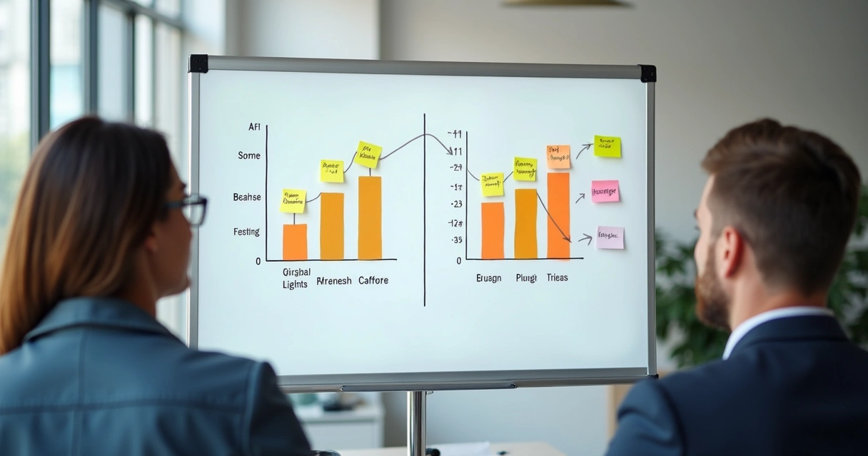 Quadro comparativo entre BI, pesquisa de mercado e análise de mercado, com pessoas pensando 