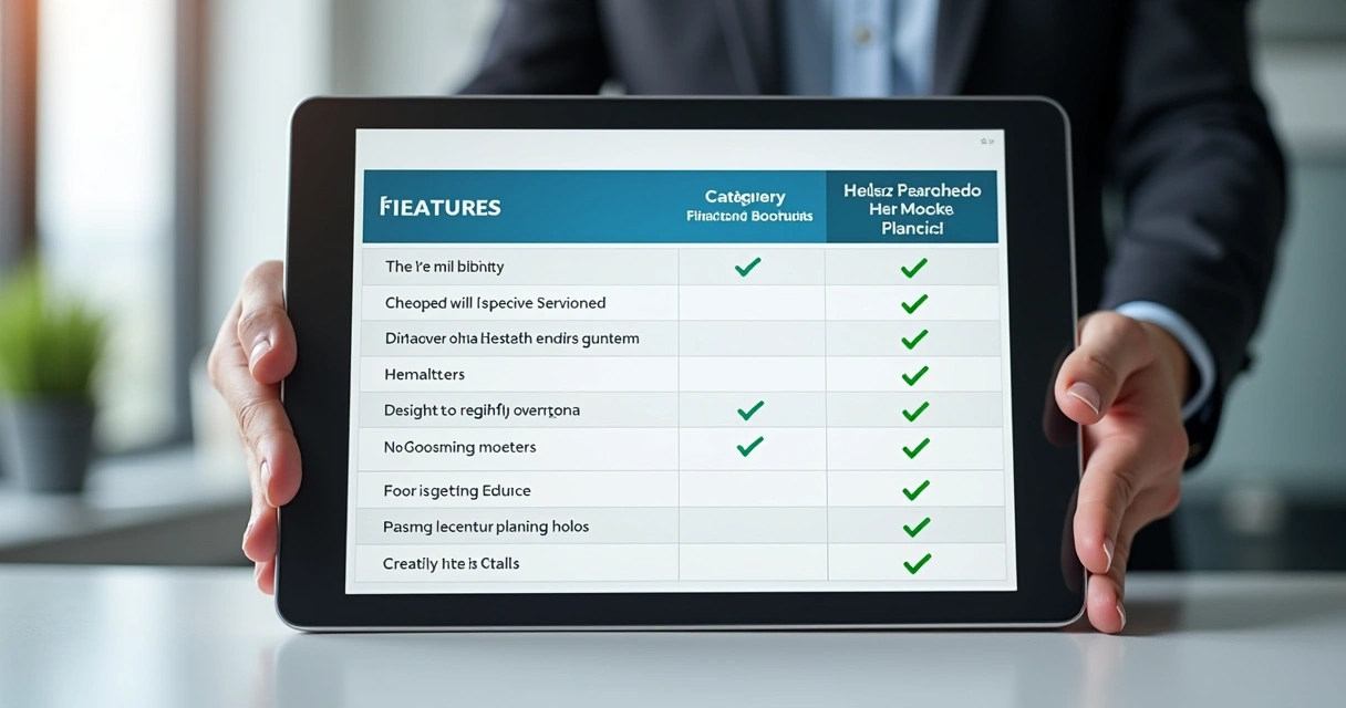 Quadro comparativo de ferramentas financeiras em tela digital clara